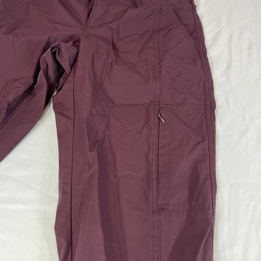 Womens Burgundy Utility Pants Slim Fit Lightweight Travel Casual - Picture 3 of 6